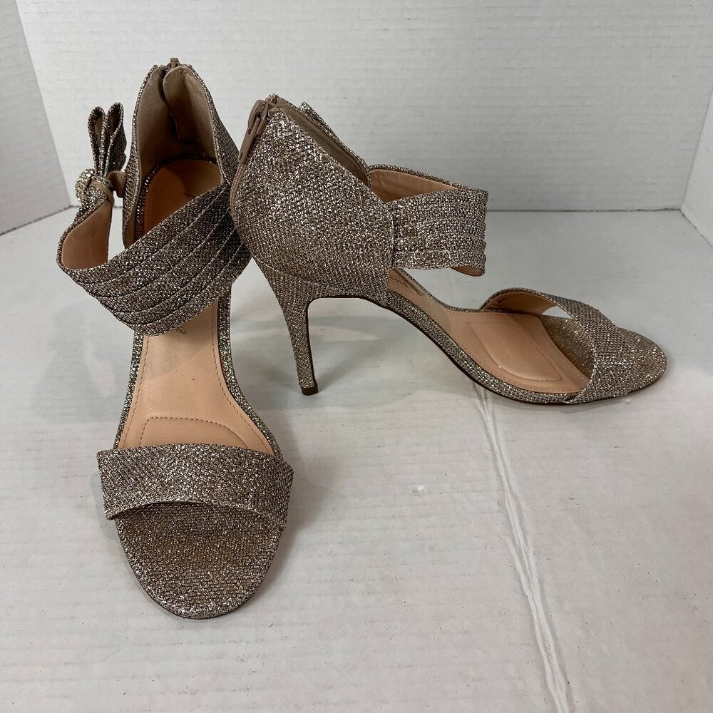Women's Nina Gold Strappy Sandal Heels. Cocktail, Prom, Wedding, US 8.5, EU 39